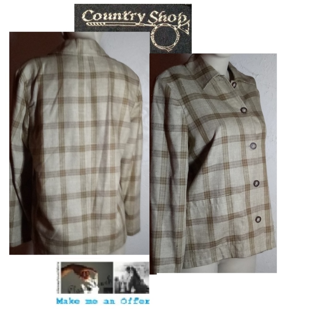 Country Shop  Brown Plaid Shirt Size 8